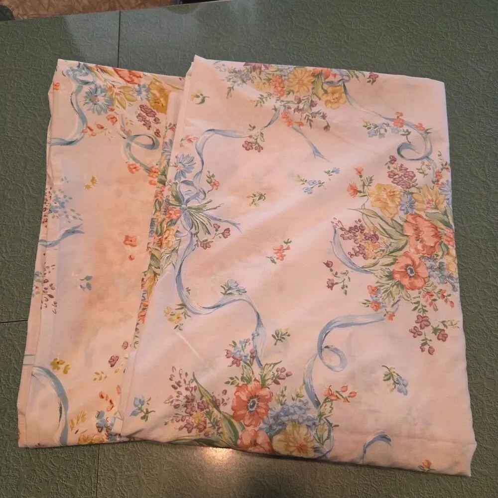 Vintage Springmaid Twin Flat Sheets Set of 2 Floral Bouquet USA Cottagecore